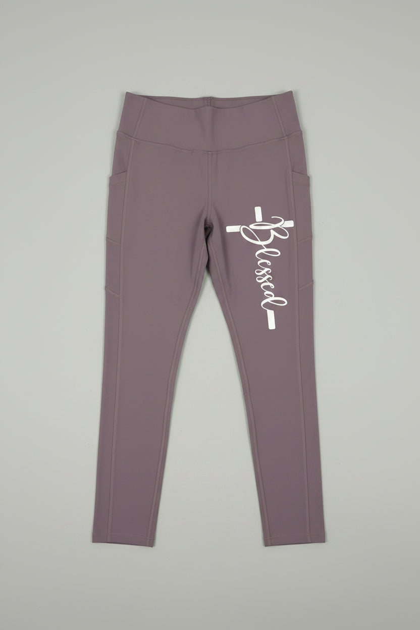 Blessed Women Leggings Xl Purple 100% Cotton